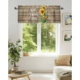 thumbnail image 6 of Sweet Home Valances for Windows Sunflower Vintage Rustic Brown Stripe Wood Board Valance Rod Pocket Short Window Treatments Curtains for Kitchen Bathroom Living Room Bedroom, 42 x 12 Inch, 6 of 7