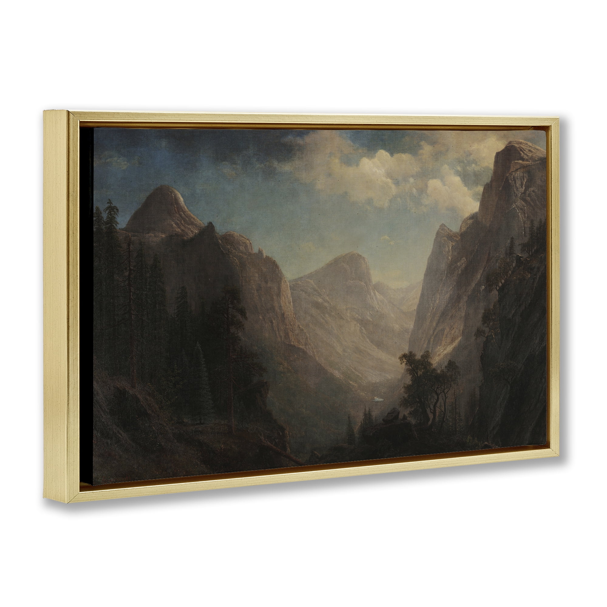 Stupell Industries Classic Bierstadt Valley Landscape Landscape & Nature Painting Gold Floater Framed Canvas Art Print Wall Art, 25 x 17