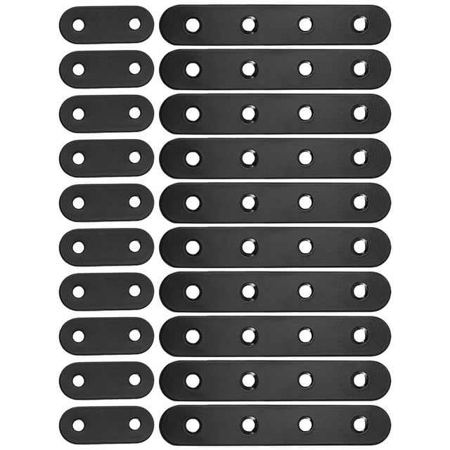 GARVALON 20pcs Flat Brackets Stainless Steel Black Furniture Repair and Support Tools