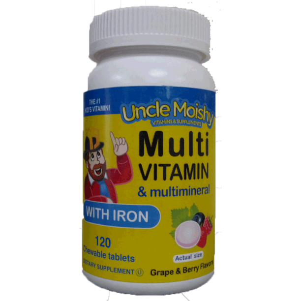 Uncle Moishy Kosher Multivitamin Mineral With Iron 120 Chewable