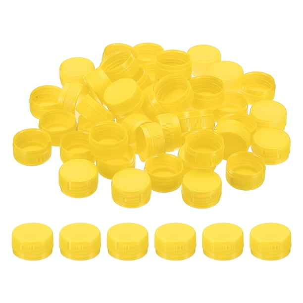 Tapas de Botellas de Plástico Uxcell de 1.2 pulgadas para Manualidades, 50Pcs Tapas de Tornillo Amarillas