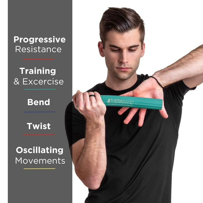 THERABAND FlexBar Tennis Elbow Therapy Improve Grip Strength Green Medium Intermediate