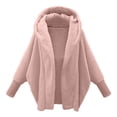 thumbnail image 2 of Baqcunre Sweaters For Women Womens Winter Long Sleeve Solid Fuzzy Fleece Open Front Hooded Cardigans Jacket Coats Outerwear With Pocket Cardigan Sweaters For Women Womens Fall Fashion 2023 Pink L, 2 of 4