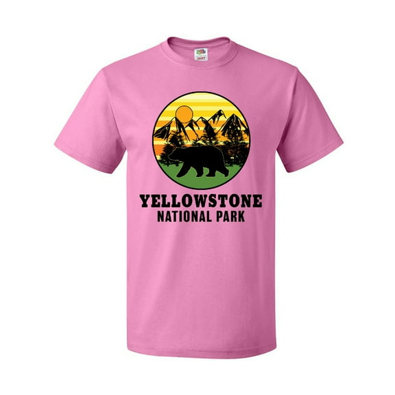 Inktastic Yellowstone National Park with Bear Mountains and Trees Cricle T-Shirt