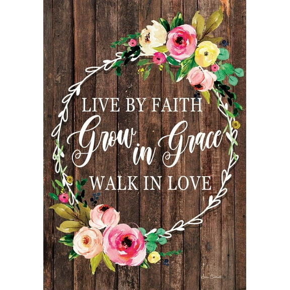 Live by Faith - Garden Size, 12 x 18 Inch, Decorative Double Sided, Licensed and Copyrighted Flag , Printed in the USA