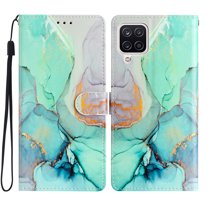 Nalacover Wallet Case for Samsung Galaxy A42 5G with Painting Pattern PU Leather Magnetic Kickstand Flip Folio Cover, Card Slots Holder Soft Silicone Shockproof Protective Case, Green Marble