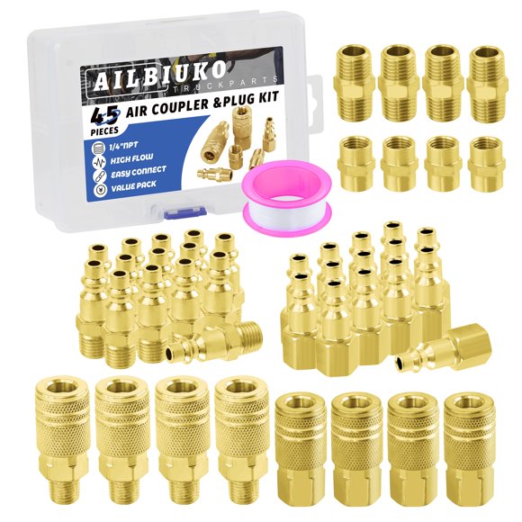 Kit de acoplador y enchufe de aire Ailbiuko, 45 piezas, 1/4 NPT