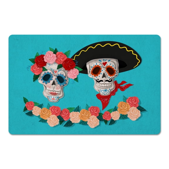 Creative Products Floral Skull Couple 27x18 Floor Mat