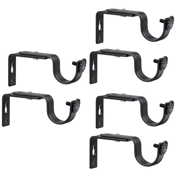 Set of 3 Drapery Hooks Curtain Rod Bracket Convenient Holder Wall-mounted Pole