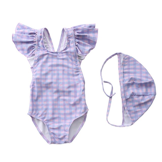 Baby Girl Swimsuit Cute One Piece Bathing Suit with Sun Protection Ruffles Swimwear (9M-6T)