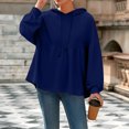 thumbnail image 6 of Travel Hoodie Fashion Ladies Hooded Sweatshirts Blouse Tops Womens Hoodies Pullover Long Sleeve Solid Color Hoodie with Ruffle Pleated Hem Oversize Lightweight Casual Sweatshirt for Women, 6 of 9