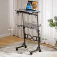 thumbnail image 5 of Small Standing Desk with Wheels, 29.5-45.3 Inch Adjustable Height, Portable Treadmill Desk, Rolling Computer Table for Walking Pad with a Cup Holder and a Hook, 5 of 8