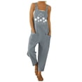 thumbnail image 2 of Conairie Bib Overalls Women Dandelion Print Loose Beach Vacation Trendy Jumpsuits Wide Leg Pants With Pockets Dark Gray XL, 2 of 4
