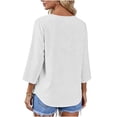 thumbnail image 4 of Wxolcjlv Button Front 3/4 Sleeve Cardigan for Women Crew Neck Casual Daily Lightweight Outerwear, 4 of 8