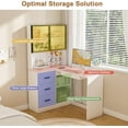 thumbnail image 5 of Montary Corner L-Shaped Computer Desk with Glass Display Cabinets & Built-in LED Lights - Office Desk with USB Charging Ports, Keyboard Tray,Compact and Functional Design,White, 5 of 10