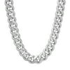 Men's 11mm Large Rhodium Plated Flat Cuban Link Curb Chain Necklace, 40 inches