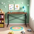 thumbnail image 2 of FurnitureR Folding Study Desk with Side Hooks, Compact Writing Table for Students – Space-Saving, Sturdy Metal Frame & Wood Surface, Ideal for Bedroom, Study Room or Dorm, 2 of 14