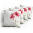 thumbnail image 5 of Ambesonne Flower Throw Pillow Cover 4 Pack, Red Poppies Vivid Spring, 20", Pale Green Hot Pink, 5 of 7