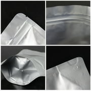 50 Pcs Muka Heat Sealable Silver Foil Stand Up Pouch Bags, Mylar Zip Pouch Bags w/ Notch-5.5 x 7.5 x 3 inch/4 oz