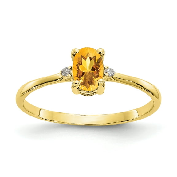 Primal Gold 10 Karat Yellow Gold Genuine Diamond and Citrine Birthstone Ring