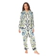 thumbnail image 2 of FORMRS Onesies Pajama for Adults Unisex Hoodie Winter Jumpsuit One Piece Sleepwear, Sizes S-2XL, Blue Floral Pattern, 2 of 7