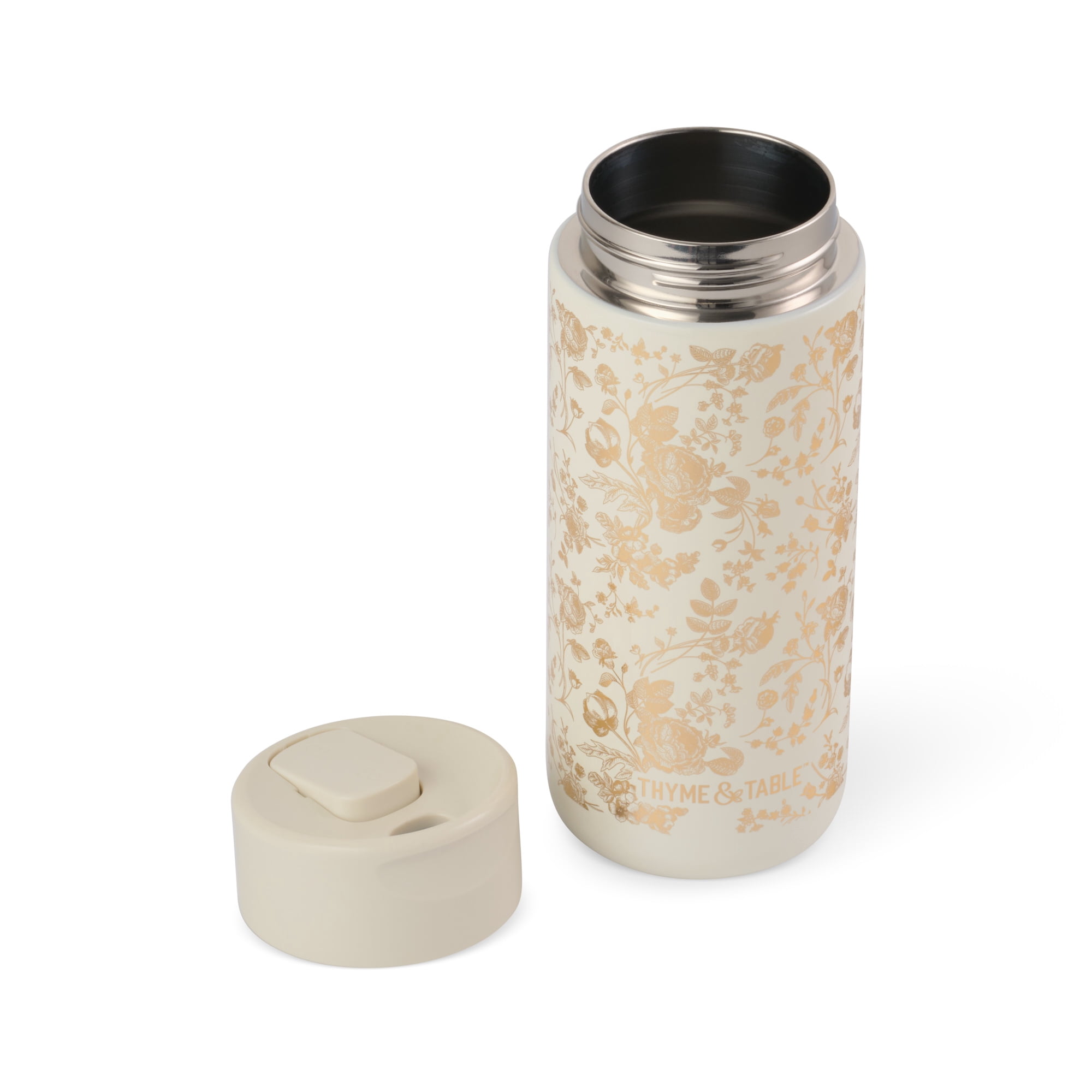 Thyme & Table 22oz Stainless Steel Coffee Tumbler, Cream Floral