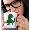 thumbnail image 2 of 3drose, Funny Cute Green T-rex Dinosaur Playing Soccer Cartoon, 15oz Two-tone Red Mug, 2 of 6