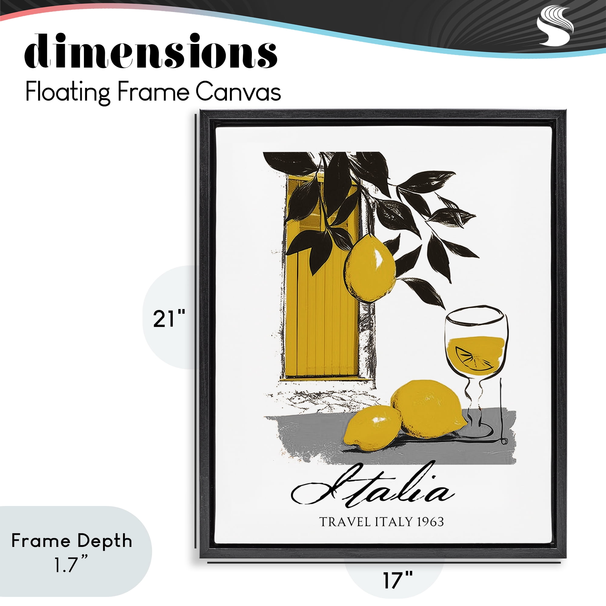 Stupell Industries Travel Italia Lemons Black Framed Floater Canvas Wall Art, design by Annabelle Hall