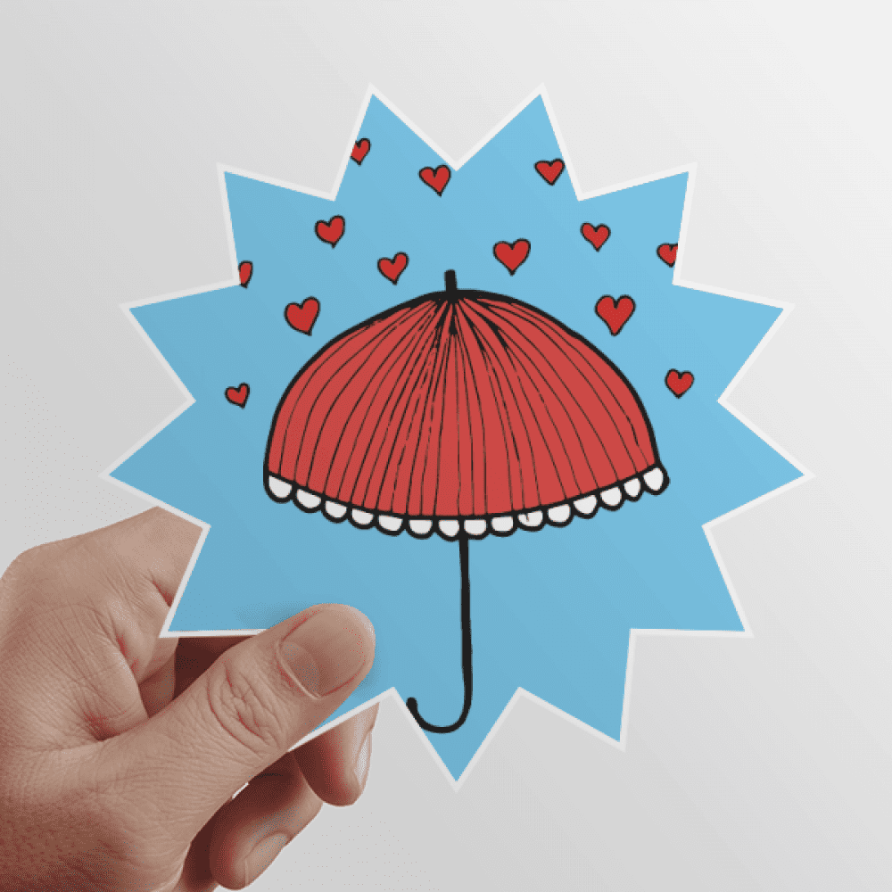 Red Lace Umbrella Heart Weather Sun Vinyl Sticker Luggage Graffiti Flower Decal