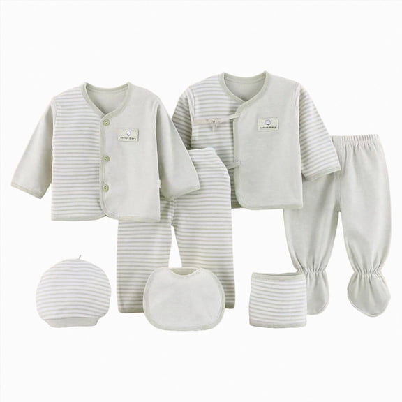 WUANDIXFA Baby Boy Clothes Newborn Newborn Baby Boy Girl Clothes Cotton Unisex Infant Bodysuit Pant Outfits 7Pcs Layette Gift Set,Light Green,0-3 Months
