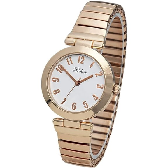 Blekon Collections Women's 33mm Case Glossy Metal Stretch Band Watch