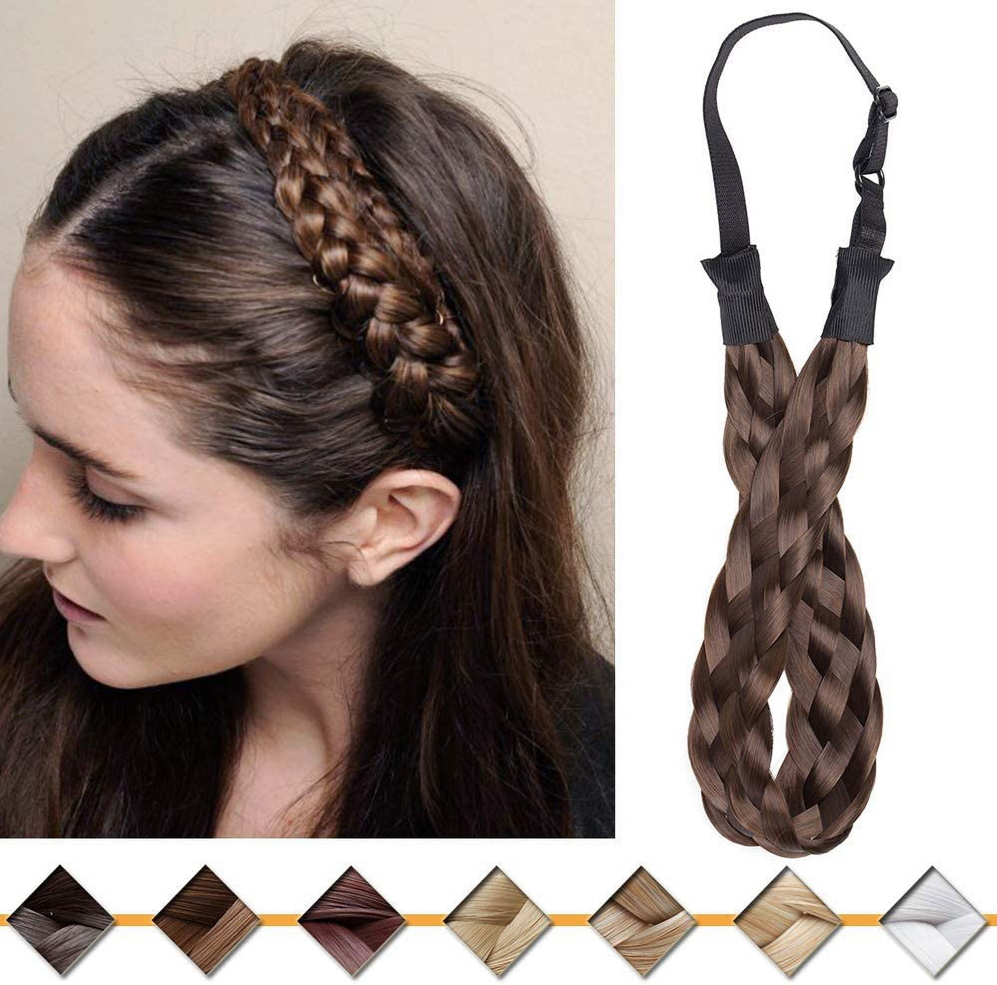 STHEJFB Diadema Trenzada De 2 Y 3 Hebras, Combinaciones, Desordenada, Ancha, Esponjosa, Elástica, Diadema Trenzada, Accesorio De Belleza Para Mujeres Y Niñas (rubio Miel Emitido