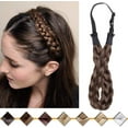 thumbnail image 1 of Diadema trenzada de pelo sintético, diadema con trenzas de tamaño mediano para mujeres, señoras y niñas, accesorio de belleza, granate y marrón ceniza, 1 of 5