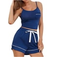 thumbnail image 2 of Fashion 2 Piece Outfits for Women Solid Color Casual And Comfortable Home Pajamas With Suspender Shorts Set, 2 of 6