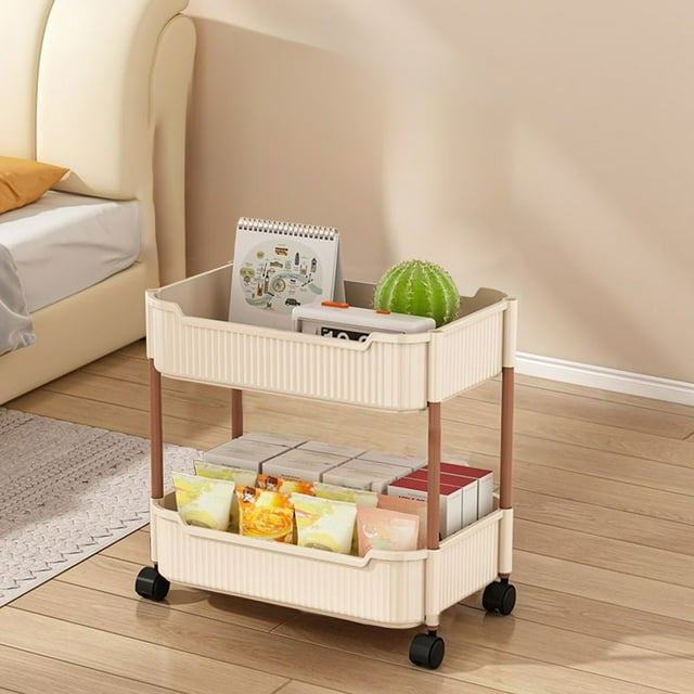 Tyidzon Small Trolley Rack Bedroom Storage Multi-layer Bathroom Living Room Mobile Floor Snacks