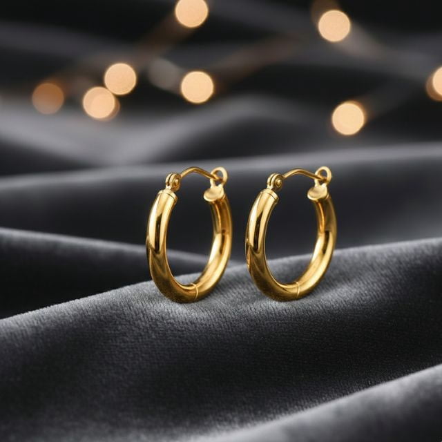 Stunning 14K Yellow Gold Plated Silver Hoop Earrings for Women, 16 MM Diameter