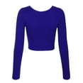 thumbnail image 3 of KOGMO Womens Long Sleeve Crop Top Solid Round Neck T Shirt, 3 of 8