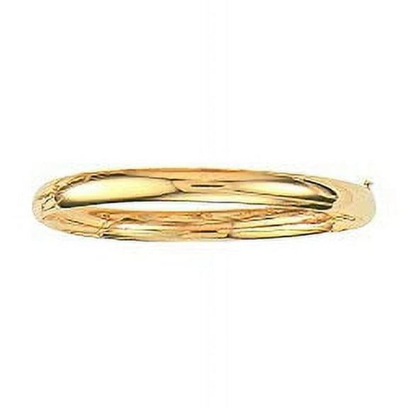 JewelStop 14k Yellow Gold 4/16 Inches High Polished Design Bangle Oversize, 8.1gr.