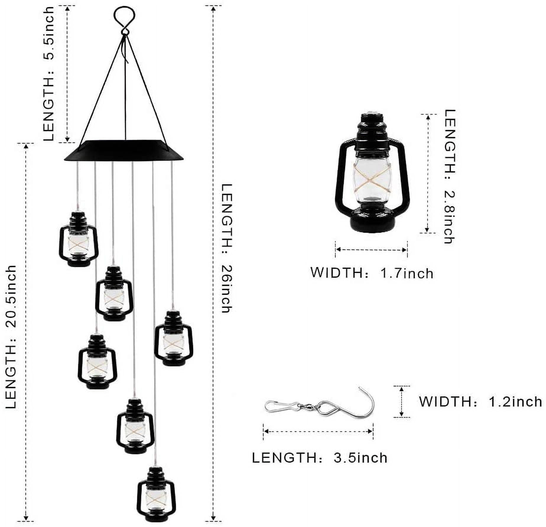 Rirool LED Solar Powered Lanterns Wind Chime - Color Changing, Waterproof, Six Chimes Spiral Spinner Windchime - Portable Outdoor/Indoor Patio Deck Yard Garden Home Deco