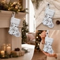 thumbnail image 4 of JeashCHAT Mini White Plush Christmas Stockings, 7.48 Inch Glitter Sequin Snowflake Xmas Stockings Hanging Ornaments, Christmas Tree Decorations, 4 of 7