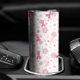 thumbnail image 3 of 20oz Pink Breast Cancer and Pioneer Flower Skinny Tumblers Stainless Steel Tumbler with Lid and Straw,Vacuum Insulated Double Wall Travel Tumbler Cups with Cleaning Brush for Coffee,Tea, 3 of 6