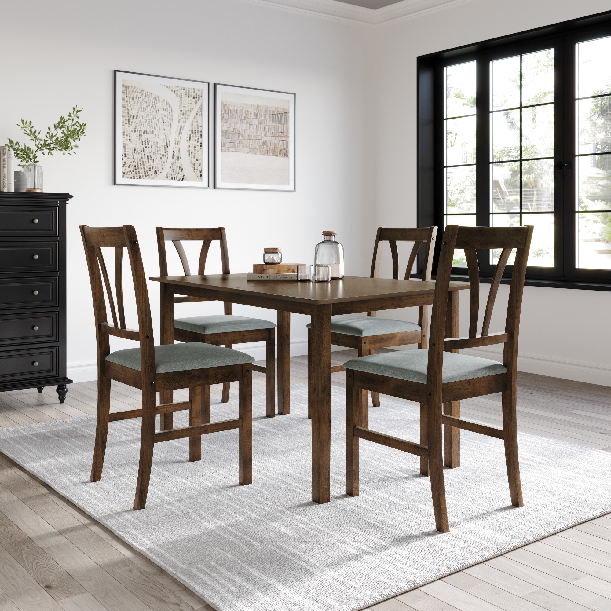 Home Design Dothan 4-Piece Counter Height Dining Chair Set with Padded Seats, Slat-Back Design, Sturdy Wood Frame, Modern Style, Brown