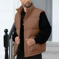 thumbnail image 2 of dGslk Men’s Lightweight Sleeveless Puffer Vest Stand Collar Zipper Closure Outdoor Warm Quilted Gilet with Pockets for Winter Coffee M, 2 of 2