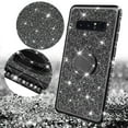 thumbnail image 2 of SOGA Diamond Bling Glitter Cute Phone Case with Kickstand Compatible for Samsung Galaxy S10 Case, Rhinestone Bumper Slim with Ring Stand and Lanyard Girls Women Cover - Black, 2 of 5
