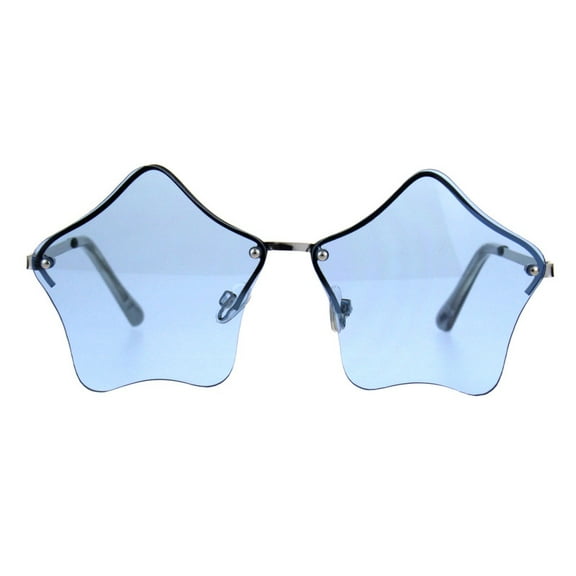 Blue Star Shape Sunglasses Glasses Cute Stars Lens Half Rimless Frame UV400