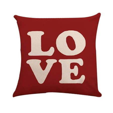 Valentine's Day Pattern Family Car Sofa Upholstery Linen Pillowcase
