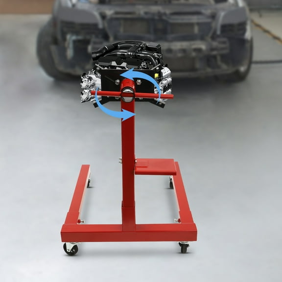 Miumaeov Carbon Steel Engine Stand with 360° Rotating Head Engine Motor Stand on Wheels Foldable Engine Hoist with 4 Caster & 4 Adjustable Arms for Auto Repair Garage 1500lbs