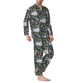 thumbnail image 2 of Fuzoiu Cute Sloth Print Men's Long-Sleeved Pajama,Lounge Button Down Nightwear,Mens Notch Collar Pajama Set -Small, 2 of 7