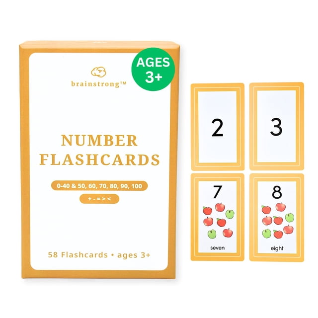 Tarjetas didácticas preescolares Brainstrong 54 tarjetas numéricas y matemáticas