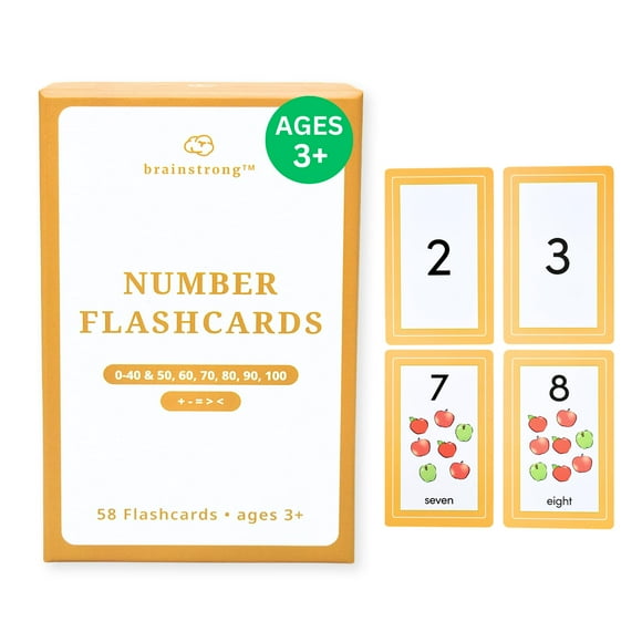 Tarjetas didácticas preescolares Brainstrong 54 tarjetas numéricas y matemáticas